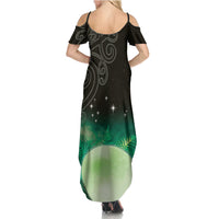 New Zealand Matariki Summer Maxi Dress Pleiades Star Cluster Green Galaxy LT05 - Polynesian Pride