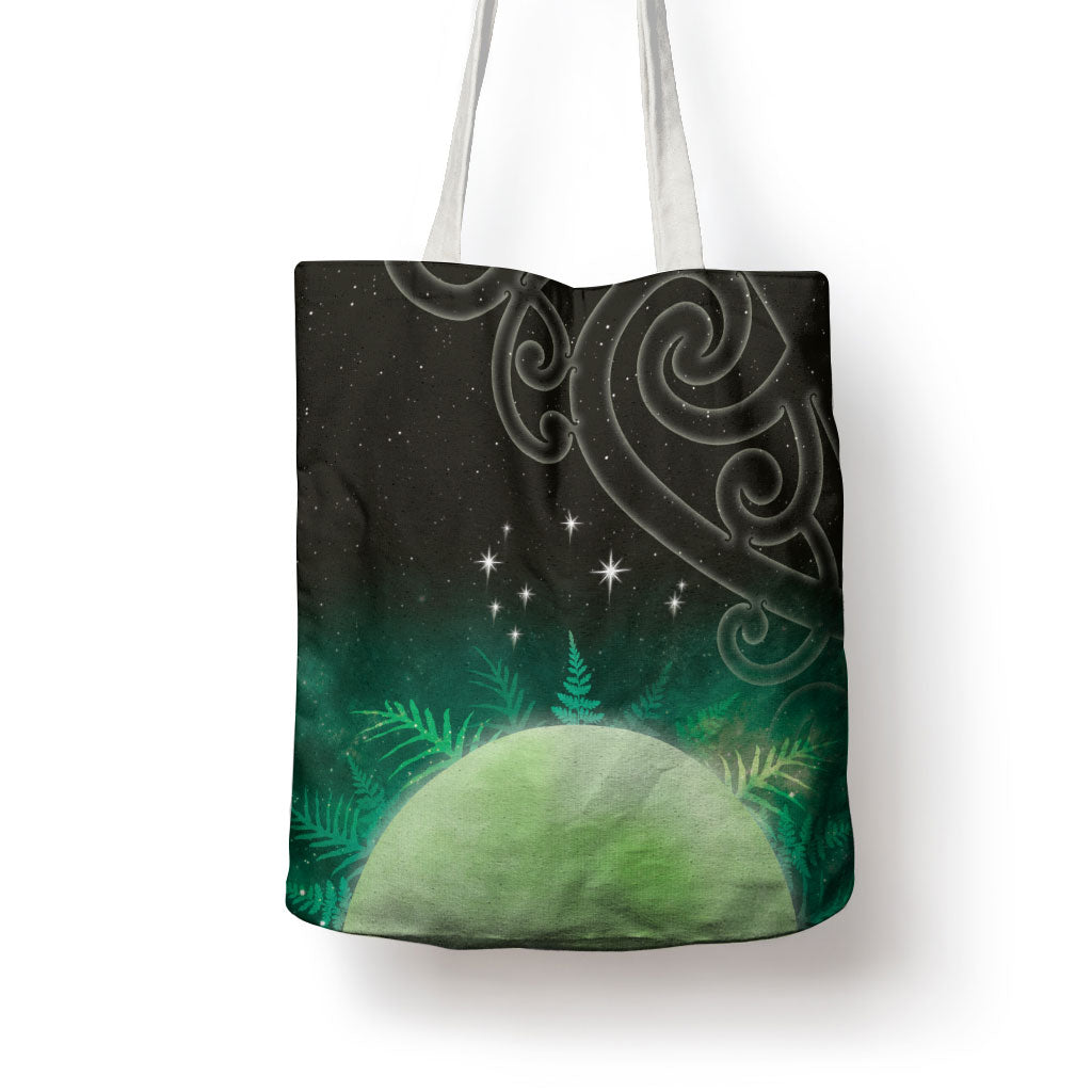 New Zealand Matariki Tote Bag Pleiades Star Cluster Green Galaxy