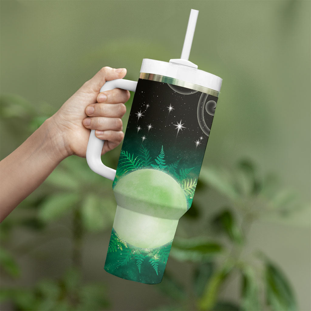 New Zealand Matariki Tumbler With Handle Pleiades Star Cluster Green Galaxy LT05 - Polynesian Pride