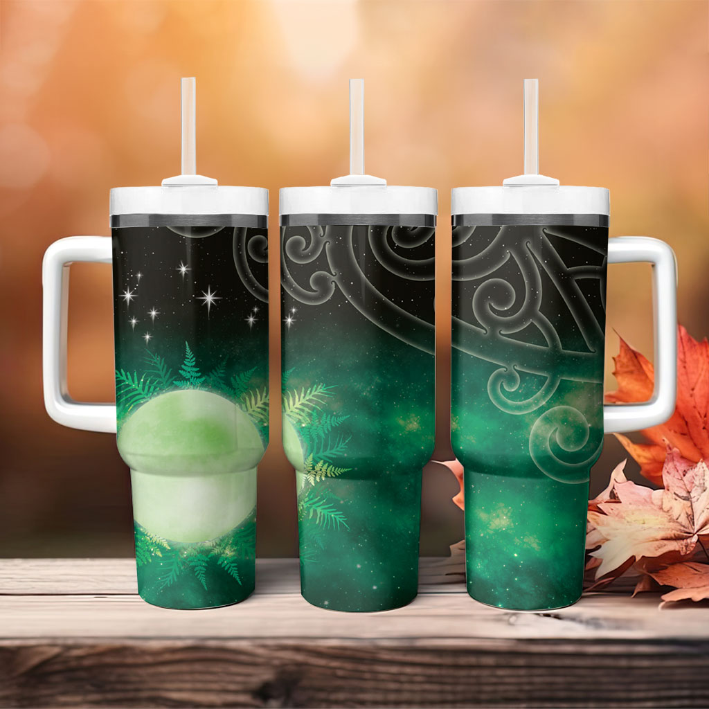 New Zealand Matariki Tumbler With Handle Pleiades Star Cluster Green Galaxy LT05 - Polynesian Pride