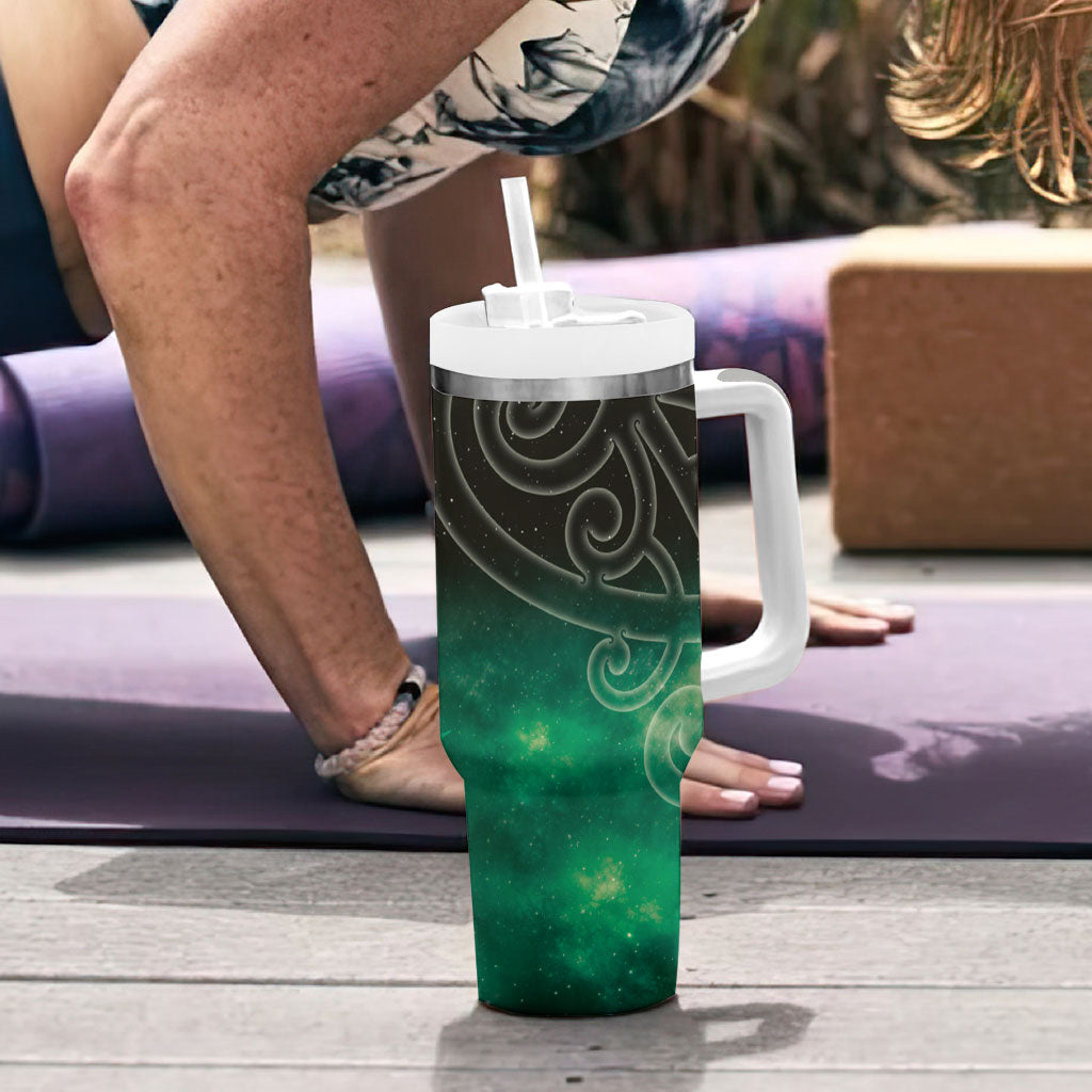 New Zealand Matariki Tumbler With Handle Pleiades Star Cluster Green Galaxy LT05 - Polynesian Pride