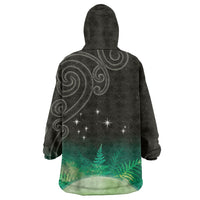 New Zealand Matariki Wearable Blanket Hoodie Pleiades Star Cluster Green Galaxy