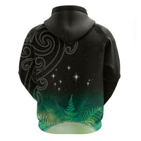 New Zealand Matariki Zip Hoodie Pleiades Star Cluster Green Galaxy LT05 - Polynesian Pride