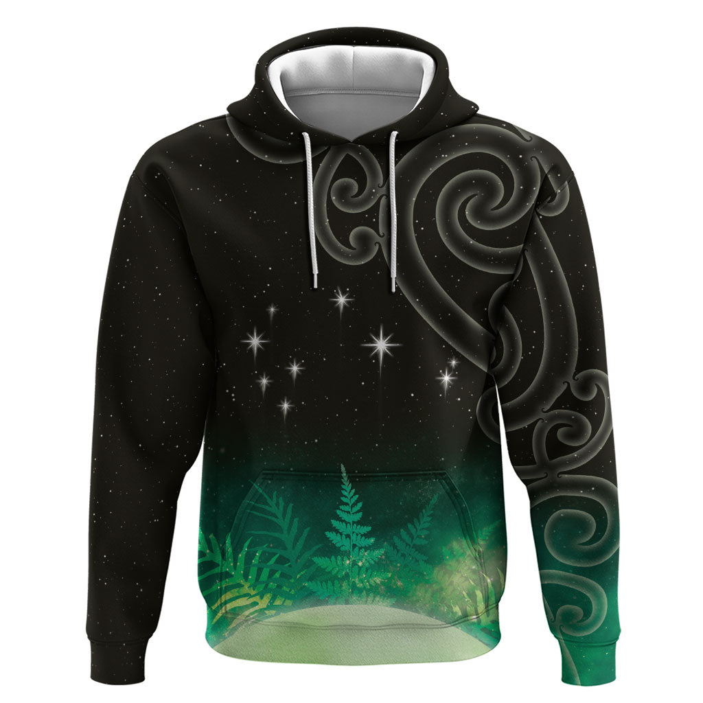New Zealand Matariki Zip Hoodie Pleiades Star Cluster Green Galaxy LT05 Pullover Hoodie Green - Polynesian Pride