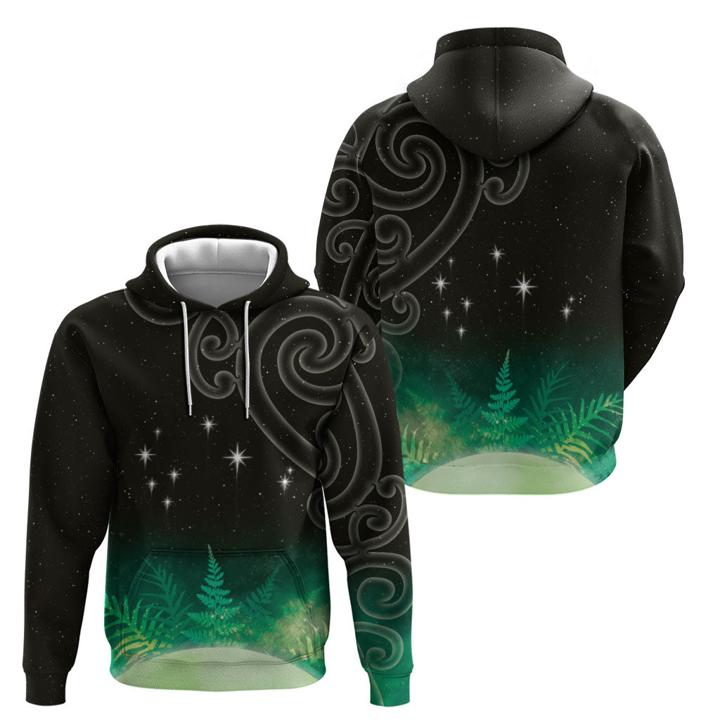 New Zealand Matariki Zip Hoodie Pleiades Star Cluster Green Galaxy LT05 - Polynesian Pride