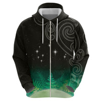 New Zealand Matariki Zip Hoodie Pleiades Star Cluster Green Galaxy LT05 - Polynesian Pride