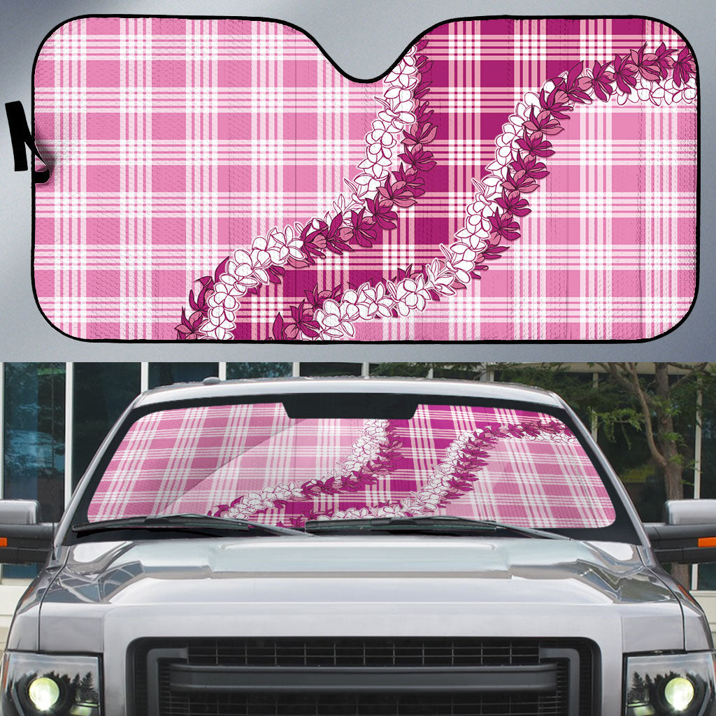Pink Hawaii Palaka Auto Sun Shade Hawaiian Honohono Lei