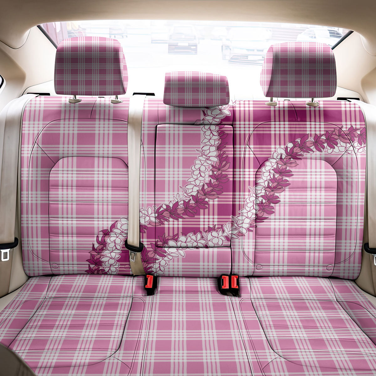 Pink Hawaii Palaka Back Car Seat Cover Hawaiian Honohono Lei