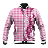 Pink Hawaii Palaka Baseball Jacket Hawaiian Honohono Lei