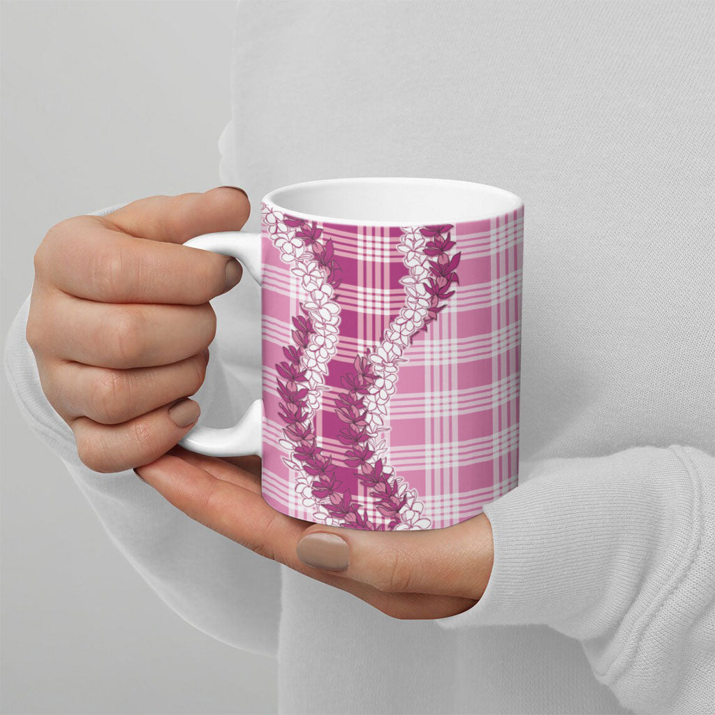 Pink Hawaii Palaka Ceramic Mug Hawaiian Honohono Lei