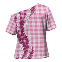 Pink Hawaii Palaka Cross Shoulder Shirt Hawaiian Honohono Lei
