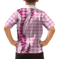 Pink Hawaii Palaka Family Matching Mermaid Dress and Hawaiian Shirt Hawaiian Honohono Lei LT05 - Polynesian Pride