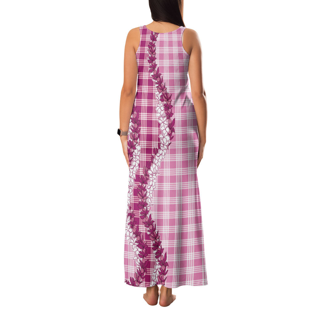 Pink Hawaii Palaka Family Matching Tank Maxi Dress and Hawaiian Shirt Hawaiian Honohono Lei