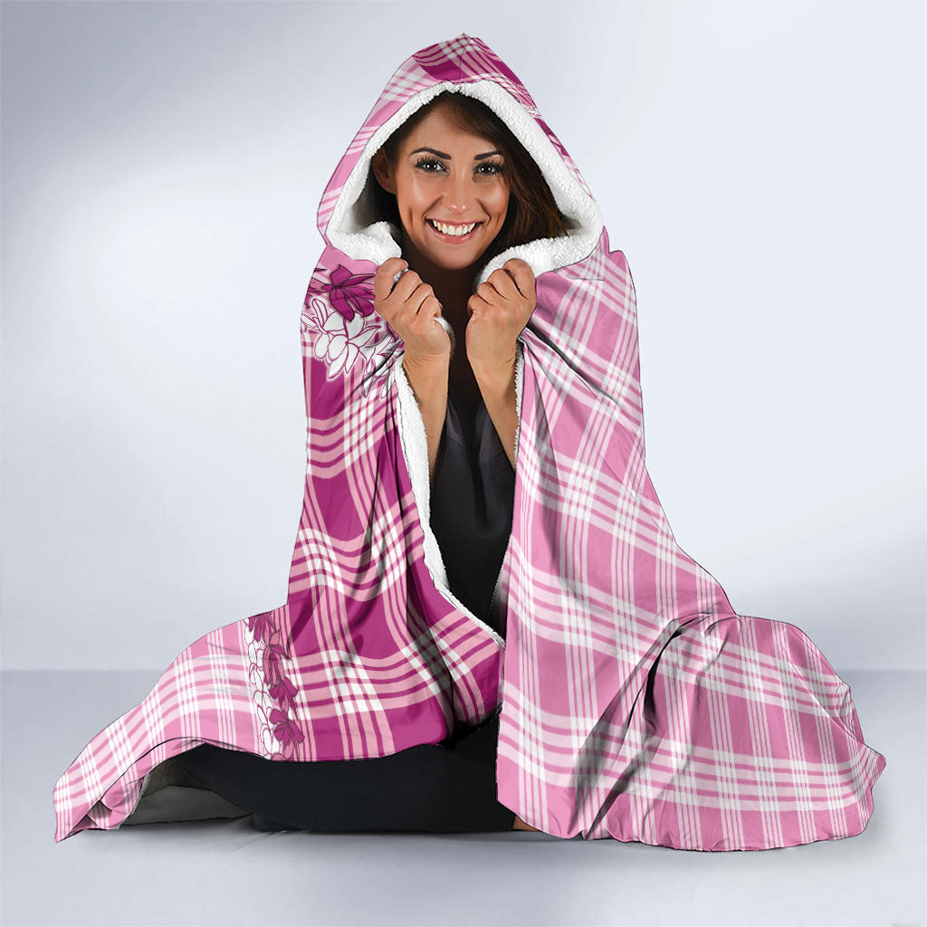Pink Hawaii Palaka Hooded Blanket Hawaiian Honohono Lei