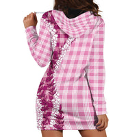 Pink Hawaii Palaka Hoodie Dress Hawaiian Honohono Lei