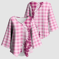Pink Hawaii Palaka Kimono Sleeve Blouse Hawaiian Honohono Lei