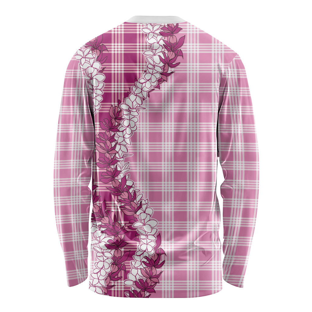 Pink Hawaii Palaka Long Sleeve Shirt Hawaiian Honohono Lei