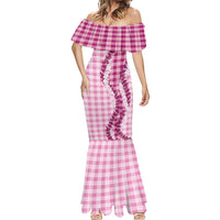 Pink Hawaii Palaka Mermaid Dress Hawaiian Honohono Lei LT05 - Polynesian Pride