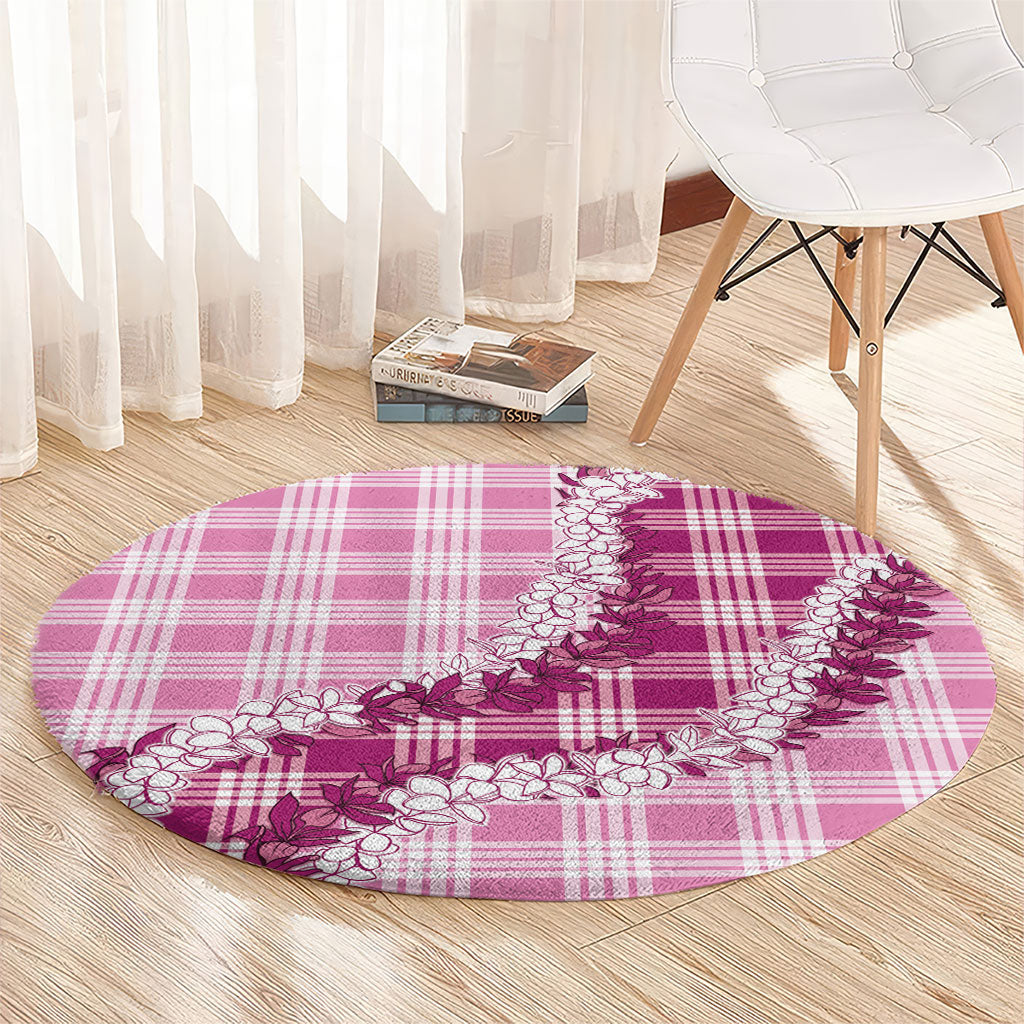 Pink Hawaii Palaka Round Carpet Hawaiian Honohono Lei
