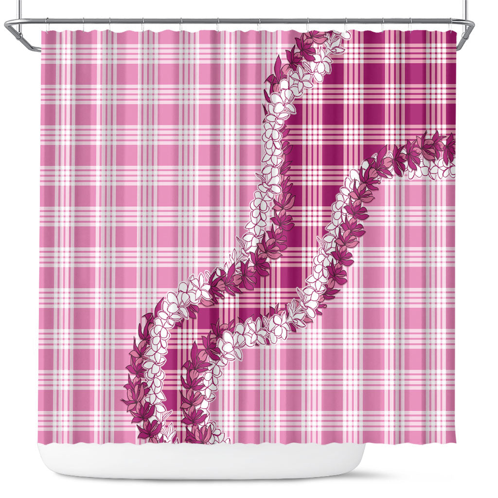 Pink Hawaii Palaka Shower Curtain Hawaiian Honohono Lei
