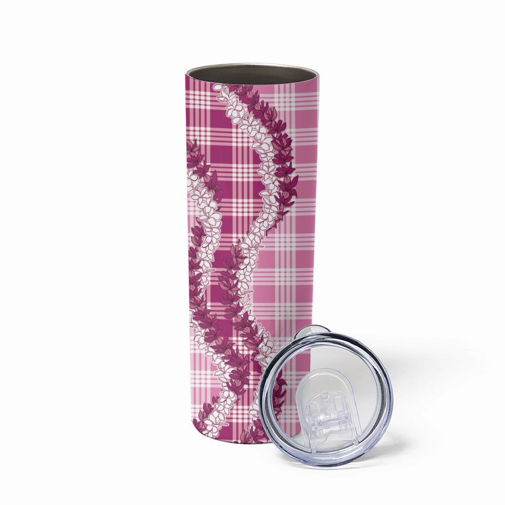 Pink Hawaii Palaka Skinny Tumbler Hawaiian Honohono Lei