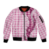 Pink Hawaii Palaka Sleeve Zip Bomber Jacket Hawaiian Honohono Lei LT05 Unisex Pink - Polynesian Pride