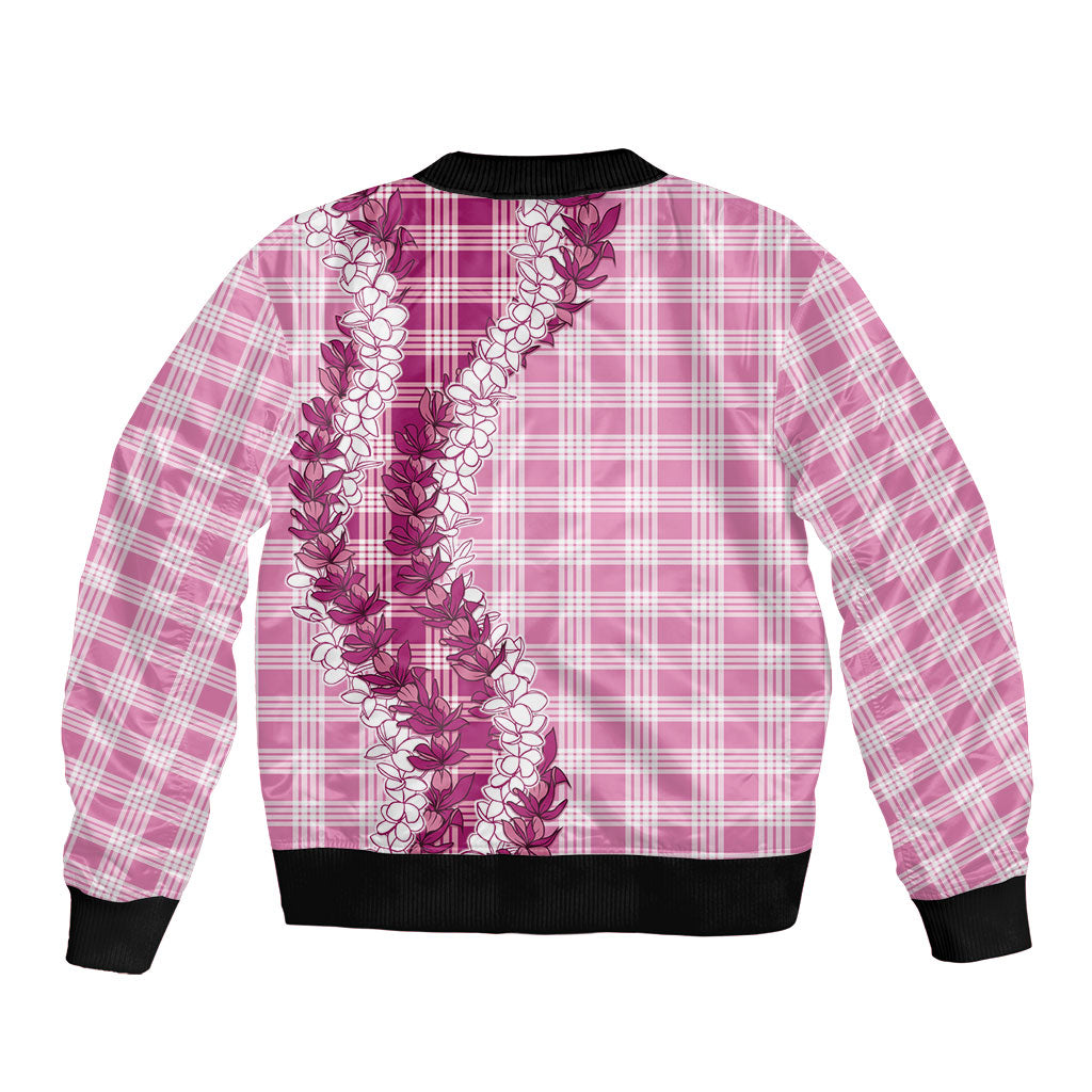 Pink Hawaii Palaka Sleeve Zip Bomber Jacket Hawaiian Honohono Lei LT05 - Polynesian Pride