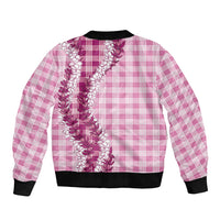 Pink Hawaii Palaka Sleeve Zip Bomber Jacket Hawaiian Honohono Lei LT05 - Polynesian Pride