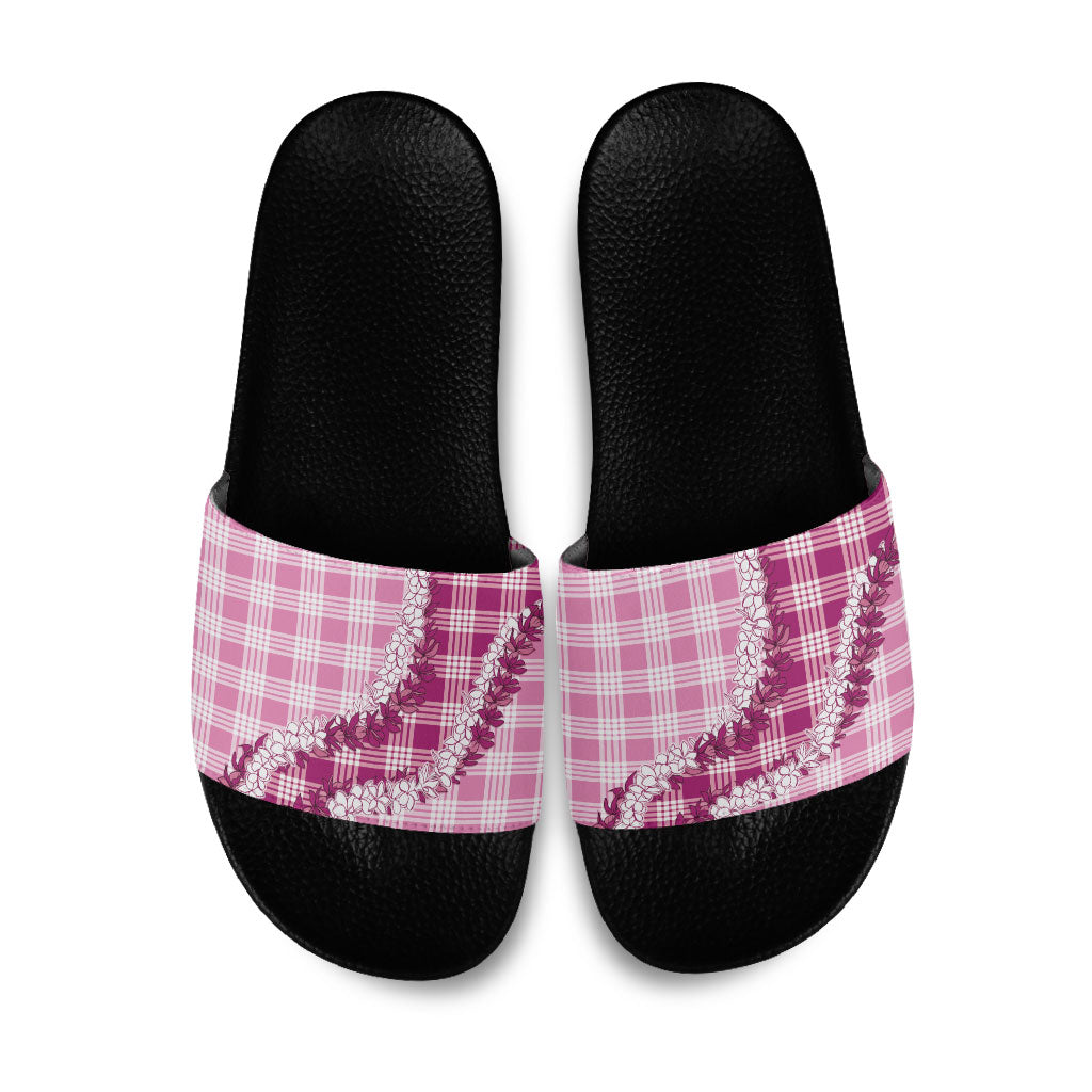 Pink Hawaii Palaka Slide Sandals Hawaiian Honohono Lei