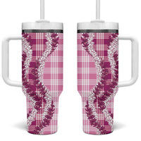 Pink Hawaii Palaka Tumbler With Handle Hawaiian Honohono Lei