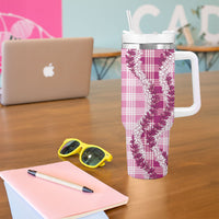 Pink Hawaii Palaka Tumbler With Handle Hawaiian Honohono Lei