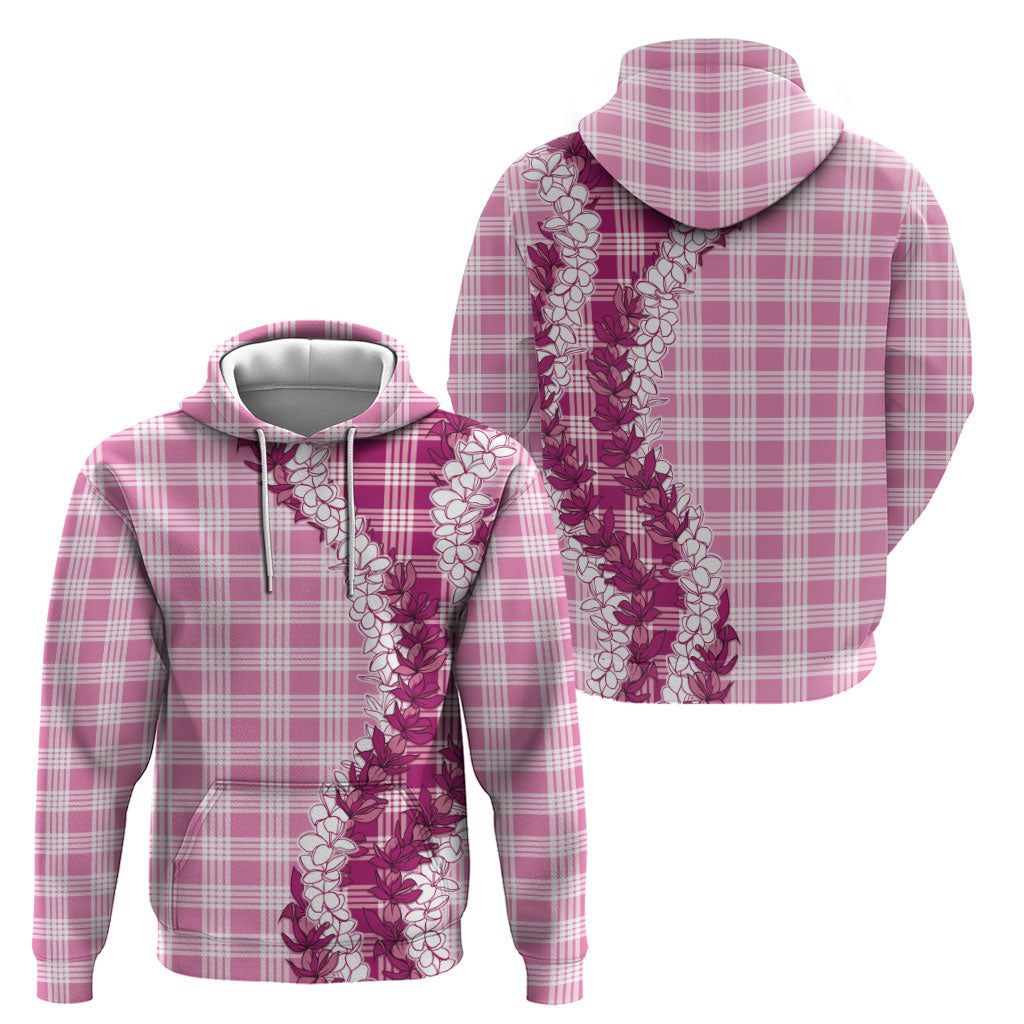Pink Hawaii Palaka Zip Hoodie Hawaiian Honohono Lei