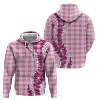Pink Hawaii Palaka Zip Hoodie Hawaiian Honohono Lei