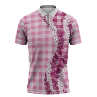 Pink Hawaii Palaka Zipper Polo Shirt Hawaiian Honohono Lei LT05 Pink - Polynesian Pride
