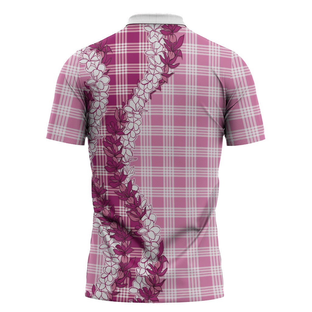 Pink Hawaii Palaka Zipper Polo Shirt Hawaiian Honohono Lei LT05 - Polynesian Pride