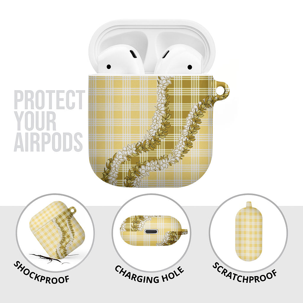 Yellow Hawaii Palaka AirPods Case Hawaiian Honohono Lei LT05 - Polynesian Pride