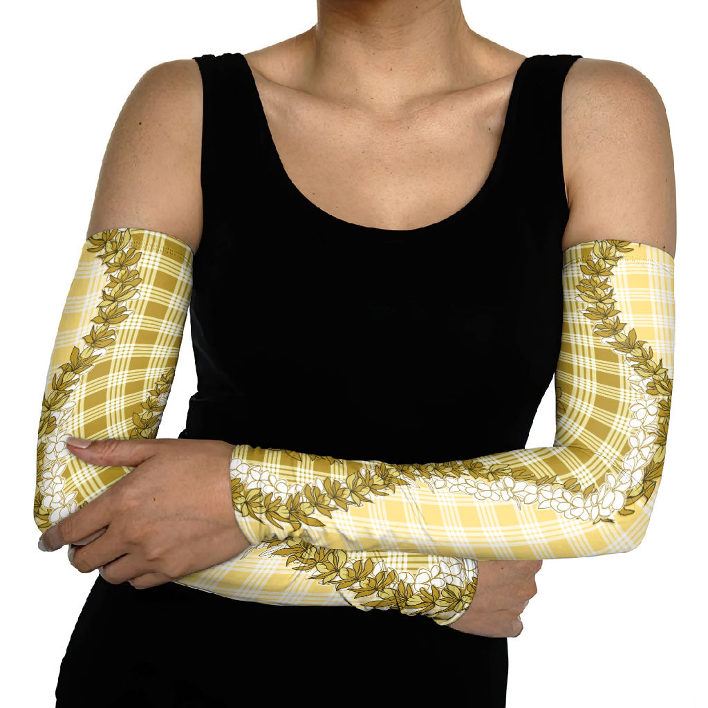 Yellow Hawaii Palaka Arm Sleeves Hawaiian Honohono Lei