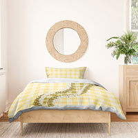 Yellow Hawaii Palaka Bedding Set Hawaiian Honohono Lei