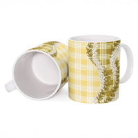 Yellow Hawaii Palaka Ceramic Mug Hawaiian Honohono Lei