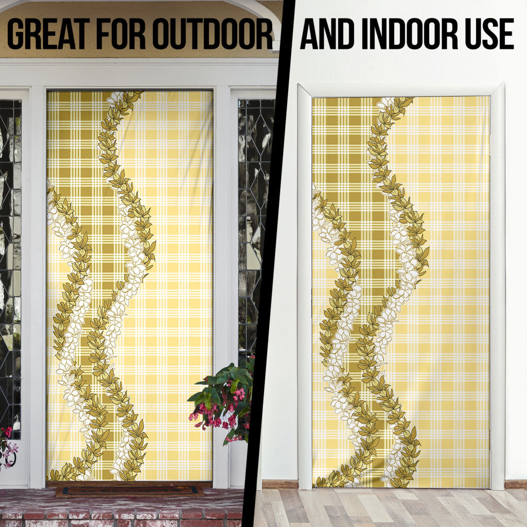 Yellow Hawaii Palaka Door Cover Hawaiian Honohono Lei