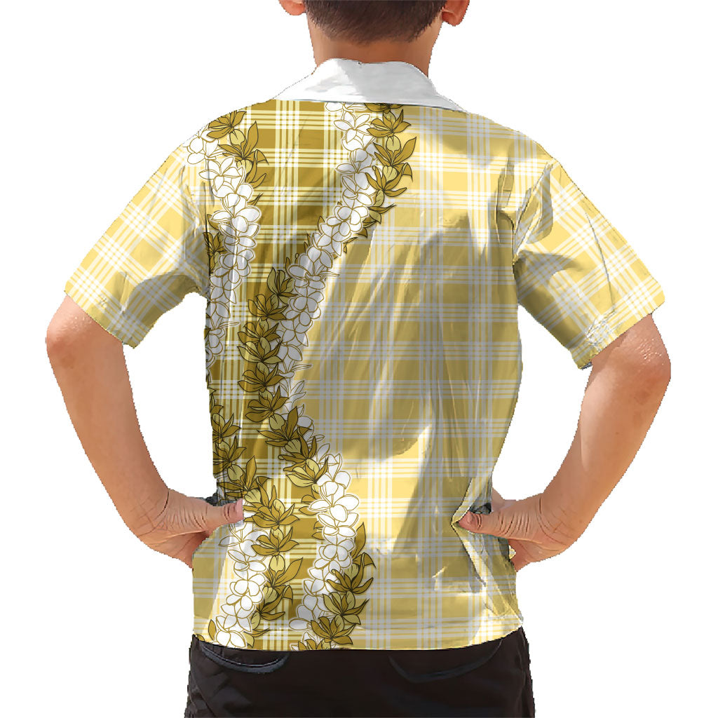 Yellow Hawaii Palaka Family Matching Tank Maxi Dress and Hawaiian Shirt Hawaiian Honohono Lei LT05 - Polynesian Pride