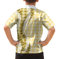 Yellow Hawaii Palaka Family Matching Tank Maxi Dress and Hawaiian Shirt Hawaiian Honohono Lei LT05 - Polynesian Pride