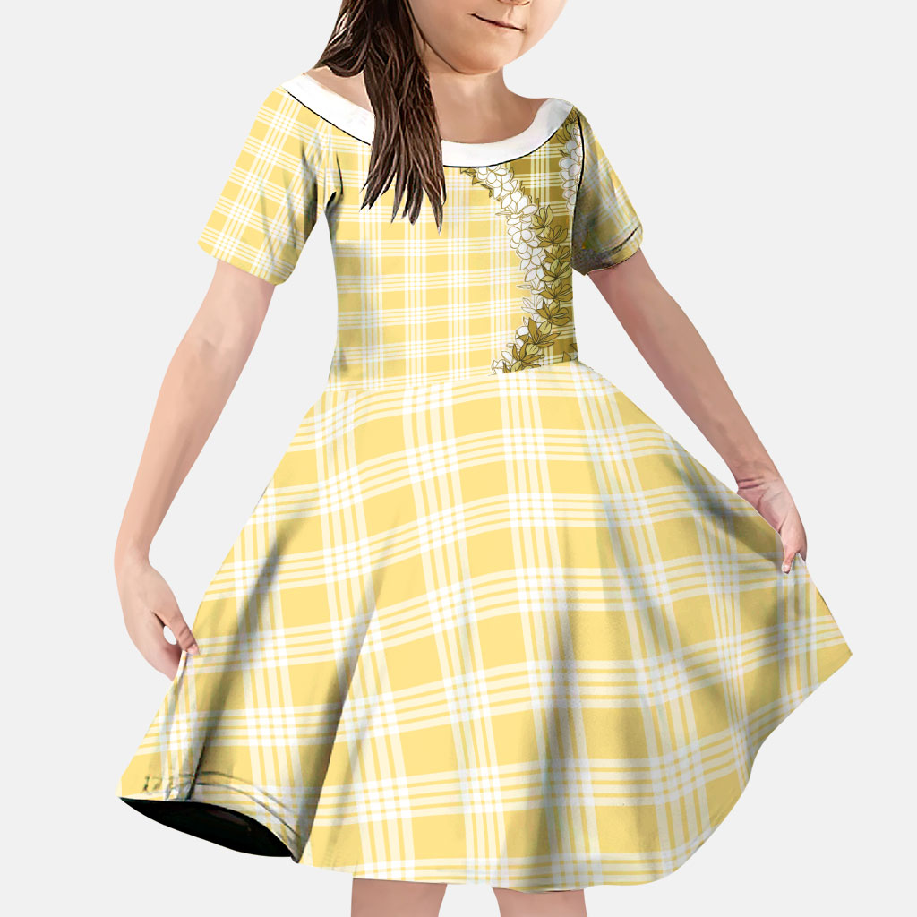 Yellow Hawaii Palaka Family Matching Tank Maxi Dress and Hawaiian Shirt Hawaiian Honohono Lei LT05 Daughter's Dress Yellow - Polynesian Pride