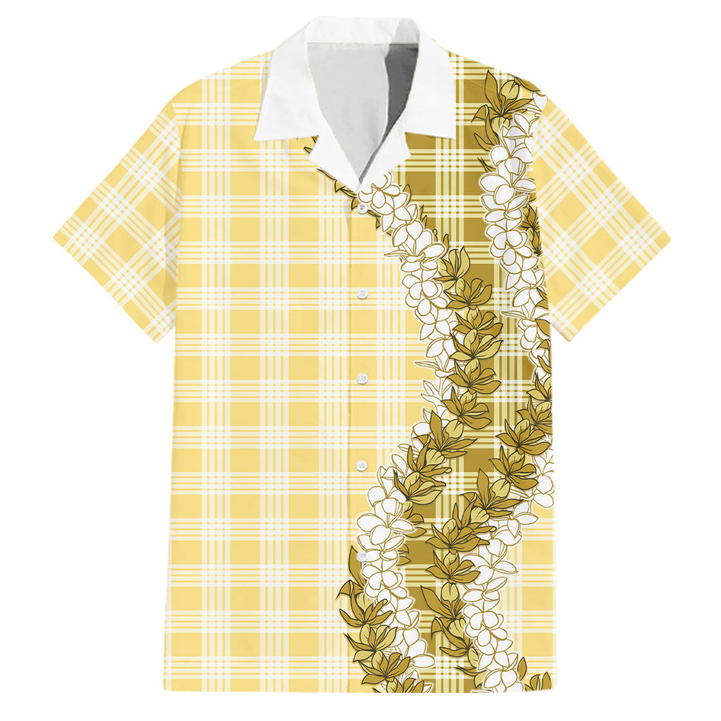 Yellow Hawaii Palaka Family Matching Tank Maxi Dress and Hawaiian Shirt Hawaiian Honohono Lei LT05 Dad's Shirt - Short Sleeve Yellow - Polynesian Pride