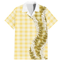 Yellow Hawaii Palaka Family Matching Tank Maxi Dress and Hawaiian Shirt Hawaiian Honohono Lei LT05 Dad's Shirt - Short Sleeve Yellow - Polynesian Pride