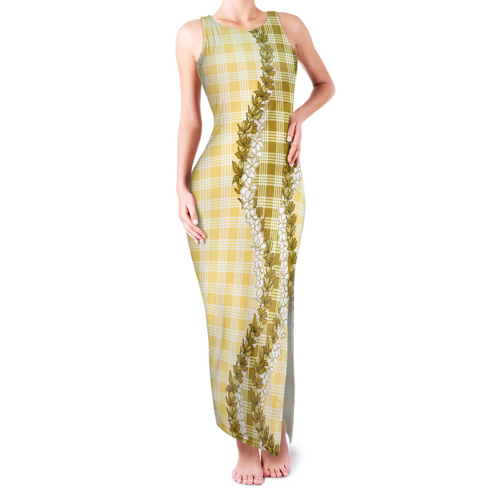 Yellow Hawaii Palaka Family Matching Tank Maxi Dress and Hawaiian Shirt Hawaiian Honohono Lei LT05 Mom's Dress Yellow - Polynesian Pride