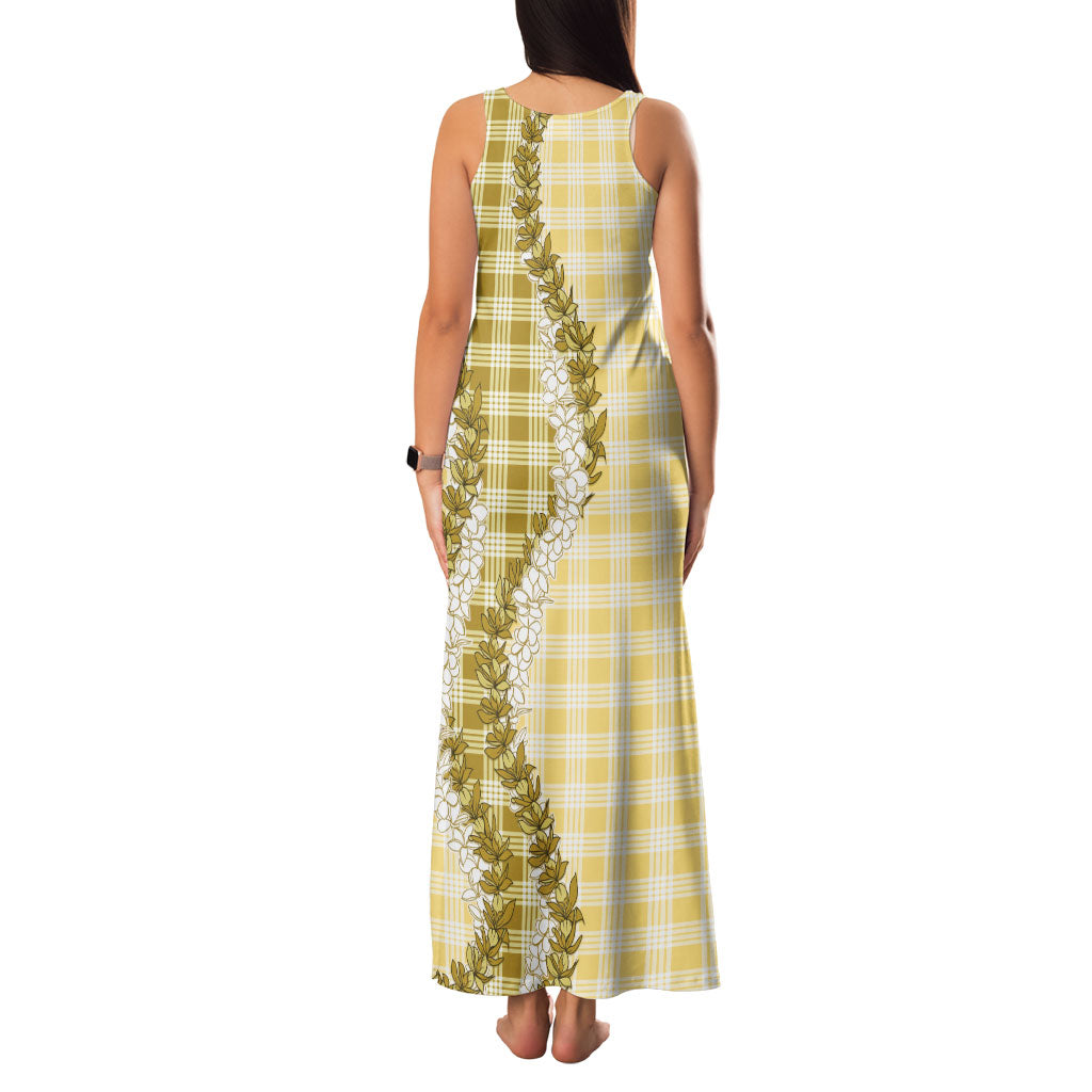 Yellow Hawaii Palaka Family Matching Tank Maxi Dress and Hawaiian Shirt Hawaiian Honohono Lei LT05 - Polynesian Pride