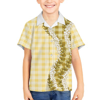 Yellow Hawaii Palaka Family Matching Tank Maxi Dress and Hawaiian Shirt Hawaiian Honohono Lei LT05 Son's Shirt Yellow - Polynesian Pride