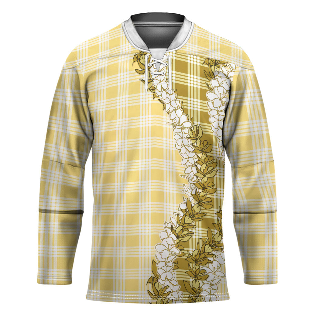 Yellow Hawaii Palaka Hockey Jersey Hawaiian Honohono Lei