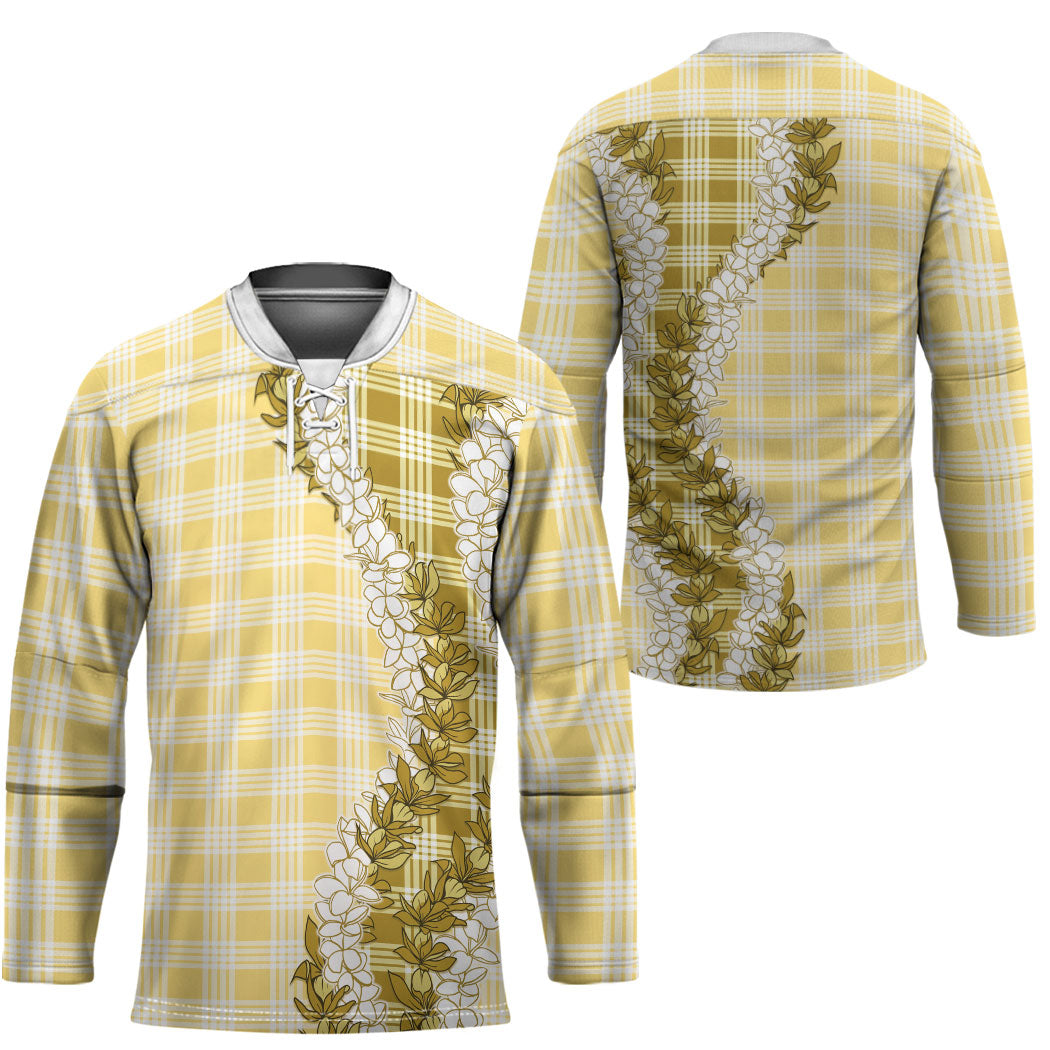Yellow Hawaii Palaka Hockey Jersey Hawaiian Honohono Lei